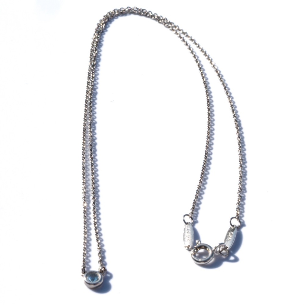 Tiffany & Co. “Color by the Yard” Silver Necklace with Aquamarine Pendant